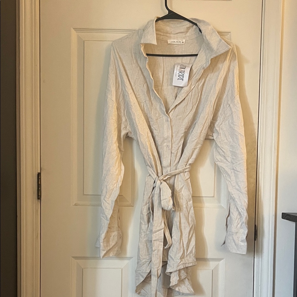 12th Tribe Natural Linen Shirt Dress